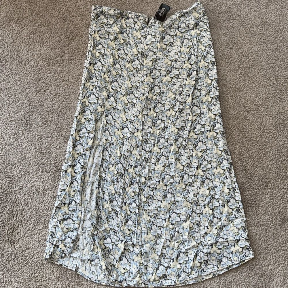 H&M Floral Maxi Skirt in Blue and White